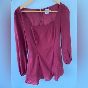 Princess Polly small red long sleeve wrap tie dress